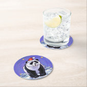 Panda Beer Kerstmis Ronde Kartonnen Onderzetter (Insitu)