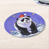 Panda Beer Kerstmis Ronde Kartonnen Onderzetter (Gebogen)
