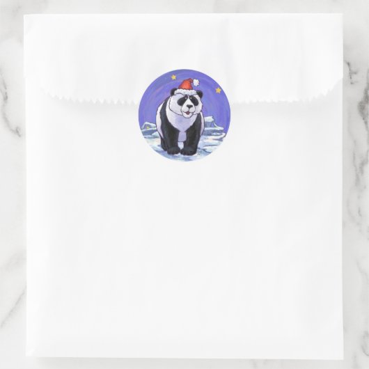Panda Beer Kerstmis Ronde Sticker (Tas)