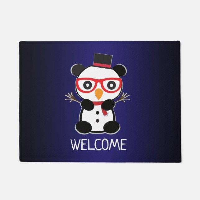 Panda Beer Kerstmis - Snowman Panda Beer Deurmat (Voorkant)