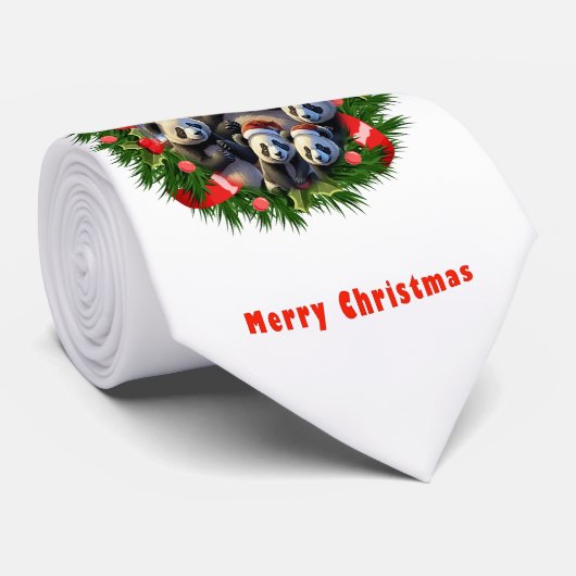 Panda Beer Kerstmis Stropdas (Opgerold)