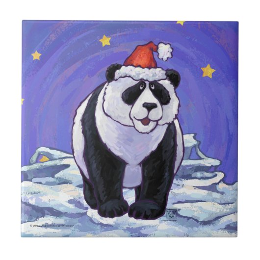 Panda Beer Kerstmis Tegeltje (Voorkant)