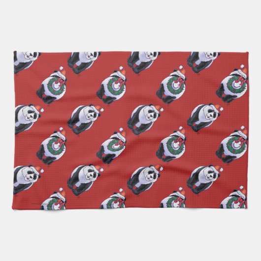 Panda Beer Kerstmis Theedoek (Horizontaal)