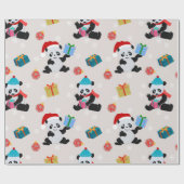 Panda Beer kerstpatroon Cadeaupapier (Vlak)