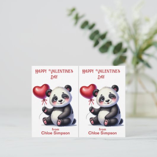 Panda Beer Kind Valentijn Klaslokaal Party Kaart (Staand voorkant)