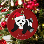 Panda Beer Kinder Monogram Rode Kute Aangepaste Ke Keramisch Ornament<br><div class="desc">Deze  panda-beer kerstversiering is een mooi kerstcadeau voor een kind dat van panda-beren houdt. Ik hou van wilde dieren en een kerstpanda-beer neemt de taart met een rode kersthoed. Pas dit groene cadeau aan met een naam.</div>