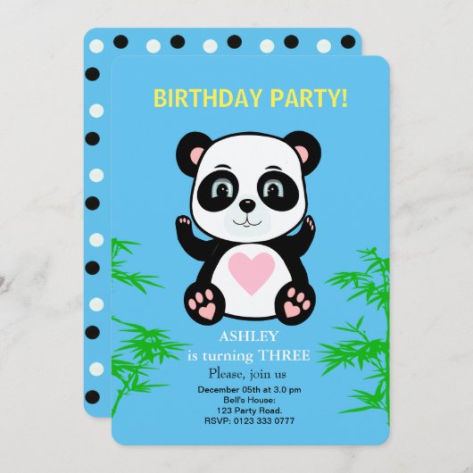 Panda Beer Kinderen Birthday Kaart (Voorkant / Achterkant)