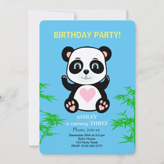 Panda Beer Kinderen Birthday Kaart (Voorkant)
