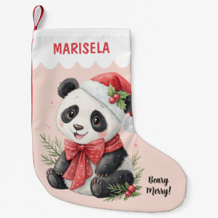 Panda Beer Kinderen Cute Roze Aangepaste Naam Kleine Kerstsok