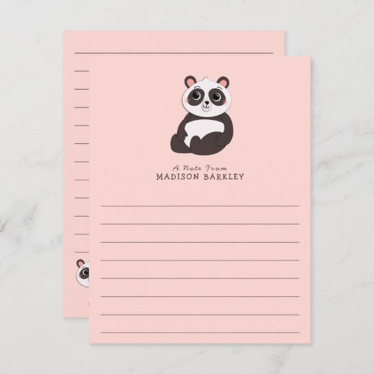Panda Beer Kinderen Schattigee platte Briefpapiere Bedankkaart (Voorkant / Achterkant)