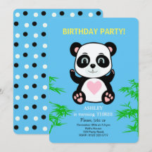 Panda Beer Kinderen Verjaardagsuitnodiging