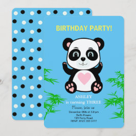Panda Beer Kinderen Verjaardagsuitnodiging Kaart