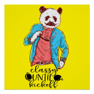 Panda Beer Klasse tot Kickoff American football Perfect Poster