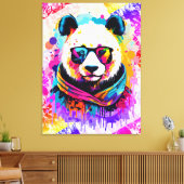 Panda Beer - Kleurrijke Panda Beer Schilderij Canvas Afdruk (Insitu (Woonkamer))