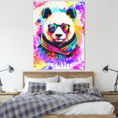 Panda Beer - Kleurrijke Panda Beer Schilderij Canvas Afdruk (Insitu (Slaapkamer))