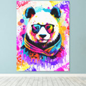 Panda Beer - Kleurrijke Panda Beer Schilderij Canvas Afdruk (Insitu (Houten vloer))