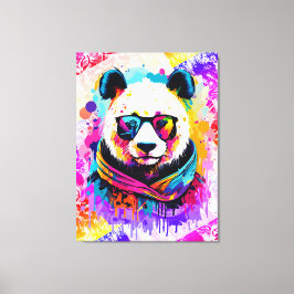 Panda Beer - Kleurrijke Panda Beer Schilderij Canvas Afdruk