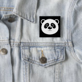 Panda Beer Knop Badge Speld Vierkante Button 5,1 Cm (In situ)