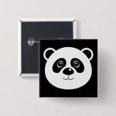 Panda Beer Knop Badge Speld Vierkante Button 5,1 Cm (Voorkant /achterkant)