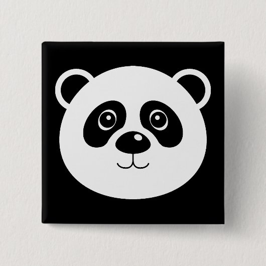 Panda Beer Knop Badge Speld Vierkante Button 5,1 Cm (Voorkant)