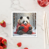 Panda Beer knuffelen een rood hart kussen Servet (Insitu)