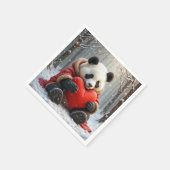 Panda Beer knuffelen een rood hart kussen Servet (Hoek)