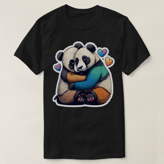 PANDA BEER KNUFFELS LIEFDE SIERKUSSEN T-SHIRT (Design voorkant)
