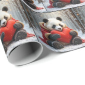 Panda Beer knuffelt een rood hart Cadeaupapier (Rol Hoek)