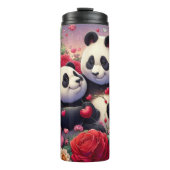 Panda Beer Koppel Rozen Tuin Wrap Thermosbeker (Voorkant)
