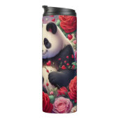Panda Beer Koppel Rozen Tuin Wrap Thermosbeker (Geroteerd rechts)