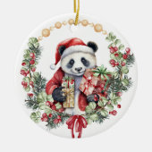 Panda Beer krans kleinzoon kerst Keramisch Ornament (Voorkant)