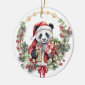 Panda Beer krans kleinzoon kerst Keramisch Ornament (Links)