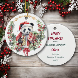 Panda Beer krans kleinzoon kerst Keramisch Ornament