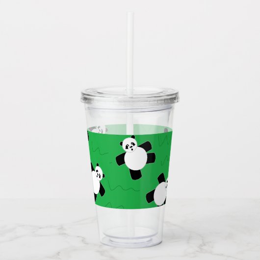 Panda beer leggen op gras acryl drinkbeker (Voorkant)