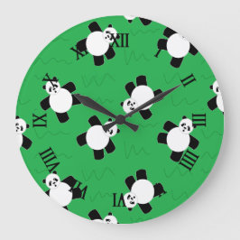 Panda beer leggen op gras grote klok