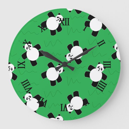 Panda beer leggen op gras grote klok (Voorkant)