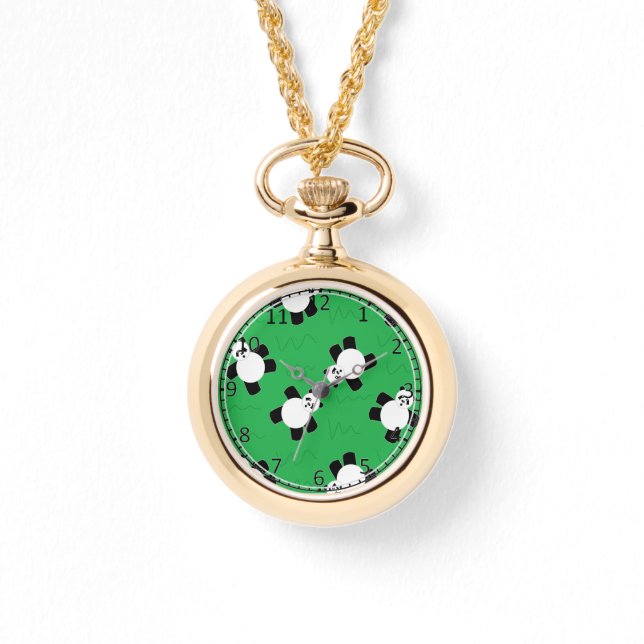 Panda beer leggen op gras horloge (Voorkant)