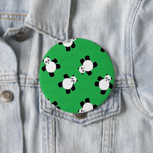 Panda beer leggen op gras ronde button 4,0 cm