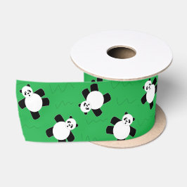Panda beer leggen op gras satijnen lint