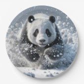 Panda Beer loopt in de sneeuw Papieren Bordje (Voorkant)