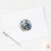 Panda Beer loopt in de sneeuw Ronde Sticker (Envelop)