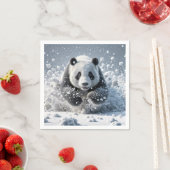 Panda Beer loopt in de sneeuw Servet (Insitu)