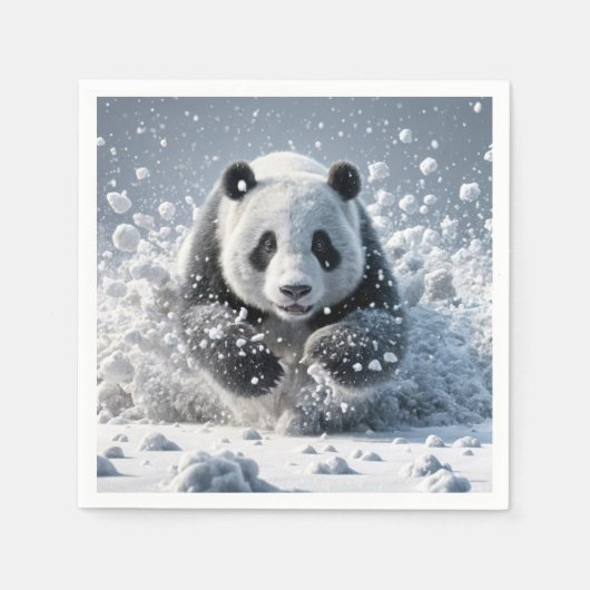 Panda Beer loopt in de sneeuw Servet (Voorkant)