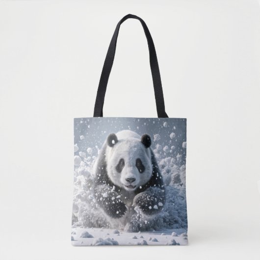 Panda Beer loopt in de sneeuw Tote Bag (Voorkant)