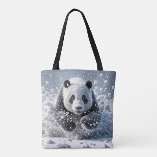 Panda Beer loopt in de sneeuw Tote Bag (Achterkant)