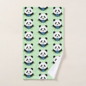 Panda Beer Lotus Flower Blue Bad Handdoek (Handdoek)