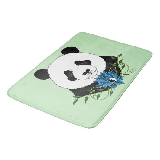 Panda Beer Lotus Flower Blue Badmat (Gekanteld)