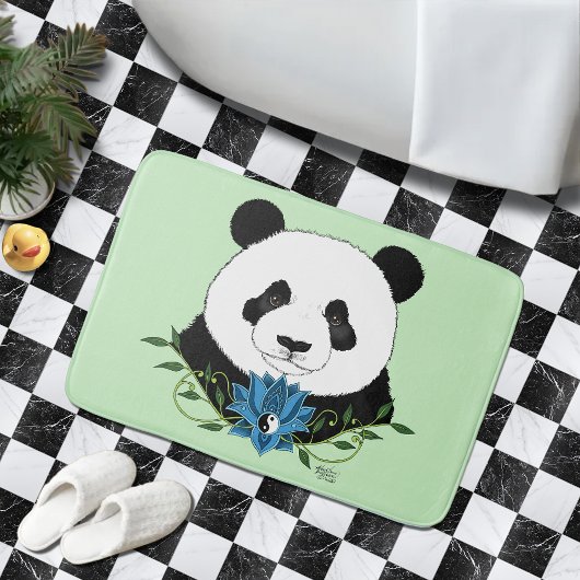 Panda Beer Lotus Flower Blue Badmat