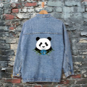 Panda Beer Lotus Flower Blue Denim Jacket