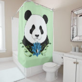 Panda Beer Lotus Flower Blue Douchegordijn (In situ)